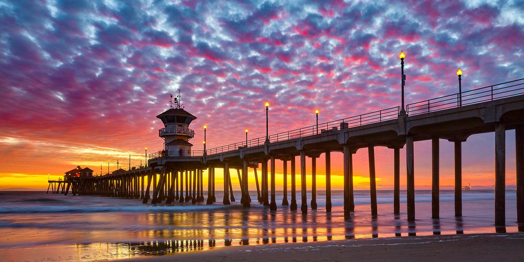 Huntington Beach pier at sunset